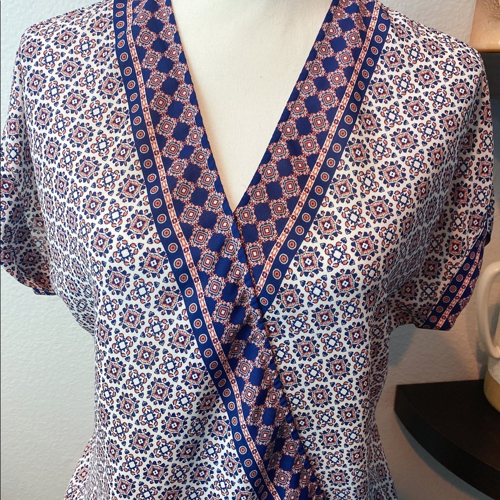 Max Studio Multi Patterned V Neck Blouse - image 2